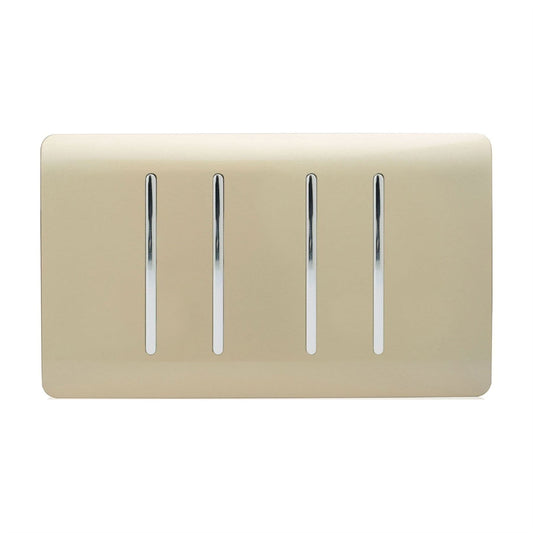 Trendi 4 Gang (2 Way & 1x Intermediate) Glossy 10 Amp Rocker Light Switch Gold