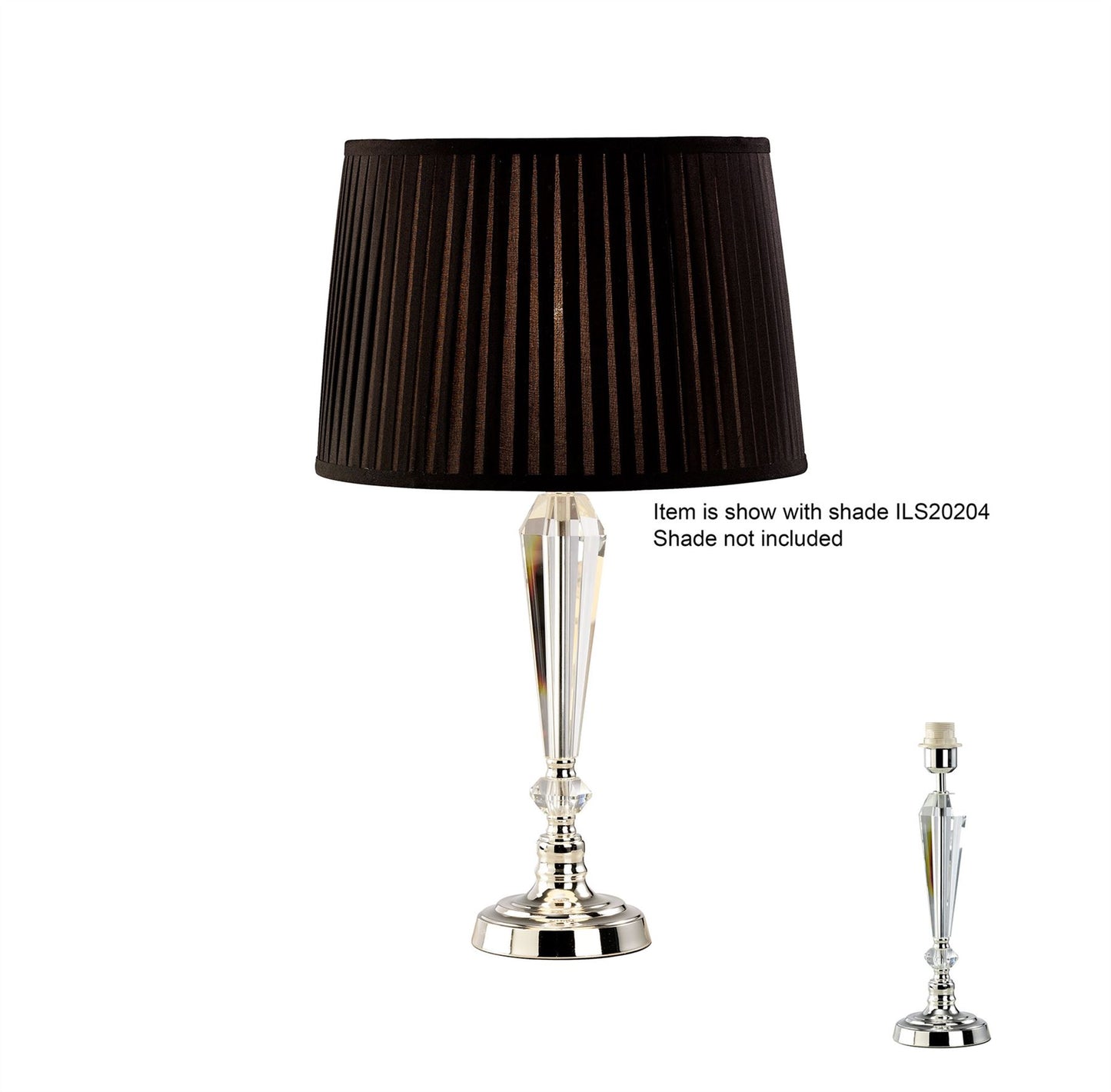 Diyas Freya Crystal Table Lamp WITHOUT SHADE 1 Light E27 Silver Finish