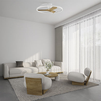 Nepal II Mini 75cm 32W LED Dimmable Light With Built-In 32W DC Reversible Fan, White/Wood Finish c/w Remote Control, 4000lm, 5yrs Warranty