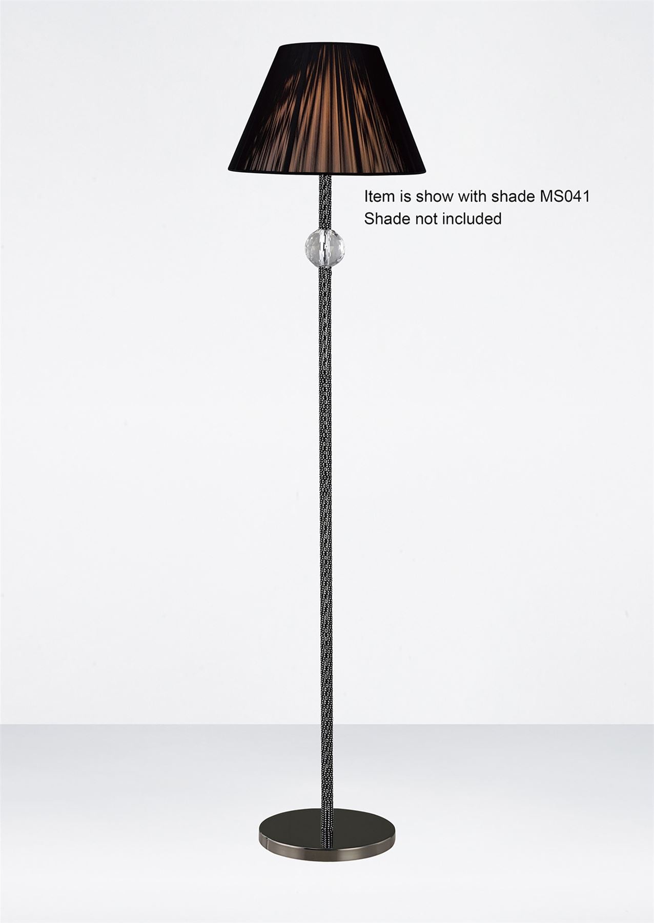 Diyas Elena Floor Lamp without Shade 1 Light E27 Black Chrome/Crystal