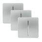 Trendi 1 Gang 2 Way 240V Screwless Artistic Modern Glossy 10 Amp Chrome Rocker Electrical Wall Light Switch in Platinum Silver (3 pack)