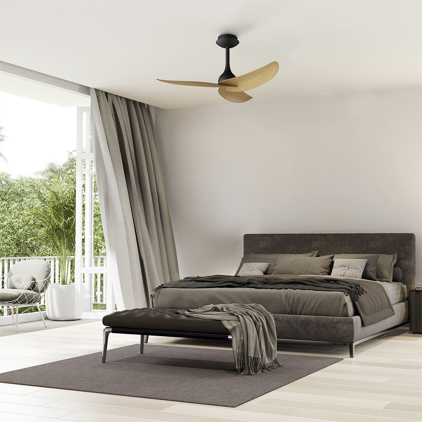 Ipanema 1m 32W Triple Blade Ceiling Fan (No Light), Remote Control, Black/Wood, 5yrs Warranty