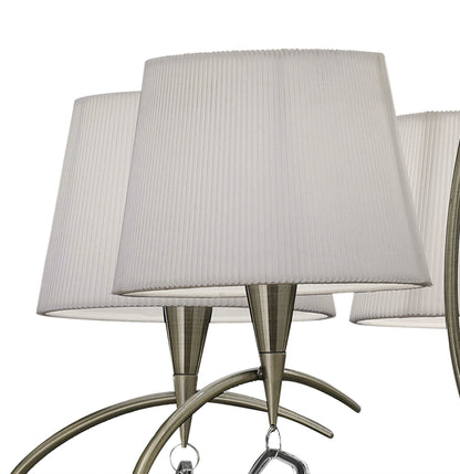 Mantra Mara 78cm Pendant 5 Light E14, Antique Brass with Ivory White Shades