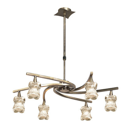 Mantra Rosa 64cm Del Desierto Telescopic Pendant Convertible To Semi Flush 6 Light G9, Antique Brass