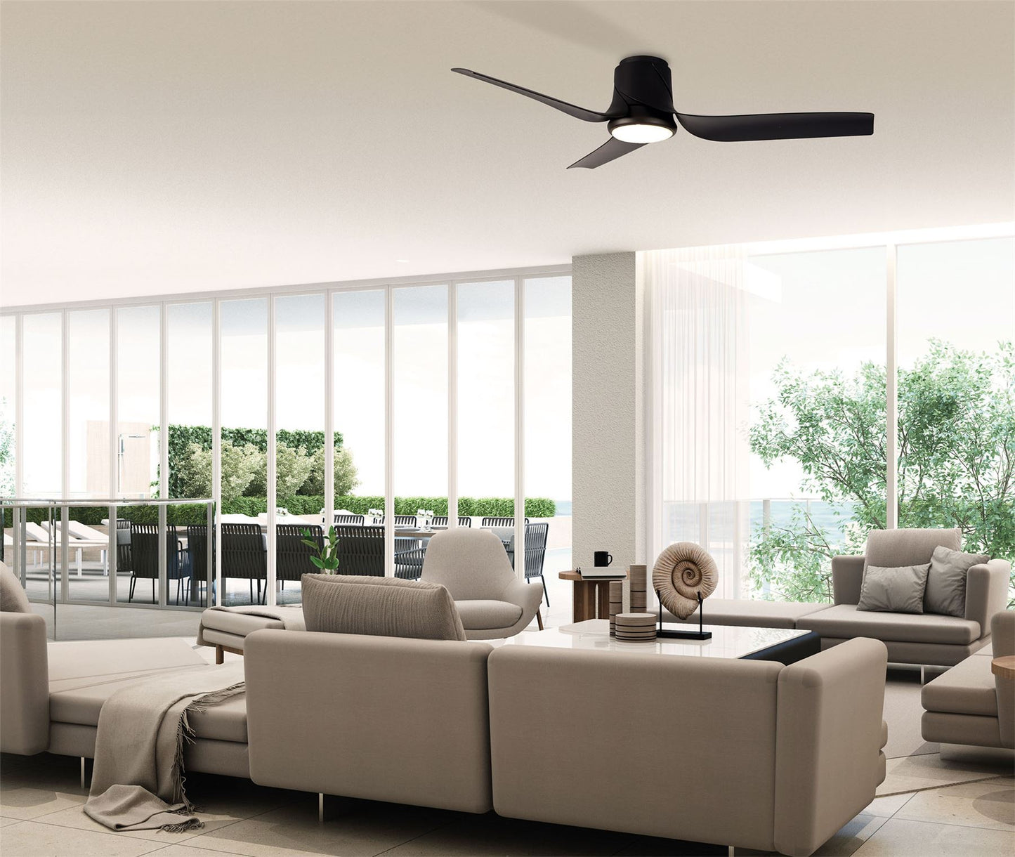 Ushuaia 133cm 30W LED Dimmable Ceiling Light With Built-In 35W DC Fan, 2700-5000K Remote & APP Control, 2400lm, Black, 5yrs Warranty