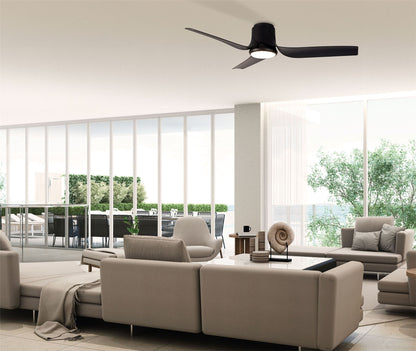 Ushuaia 133cm 30W LED Dimmable Ceiling Light With Built-In 35W DC Fan, 2700-5000K Remote & APP Control, 2400lm, Black, 5yrs Warranty
