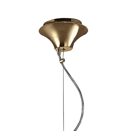 Mantra Tiffany 46cm Pendant 3+1 Light E27+G9, French Gold with Cream Shade & Clear Crystal