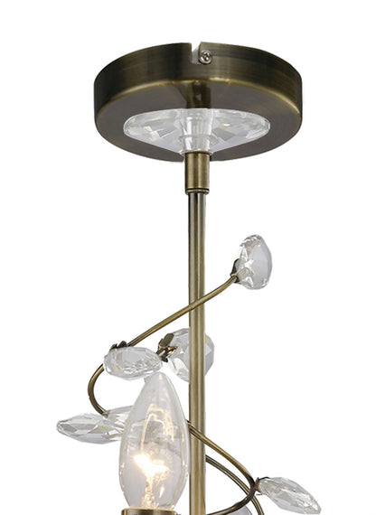 Diyas Willow 64cm  WITHOUT SHADE 8 Light E14 Antique Brass/Crystal Ceiling Pendant Light Fitting