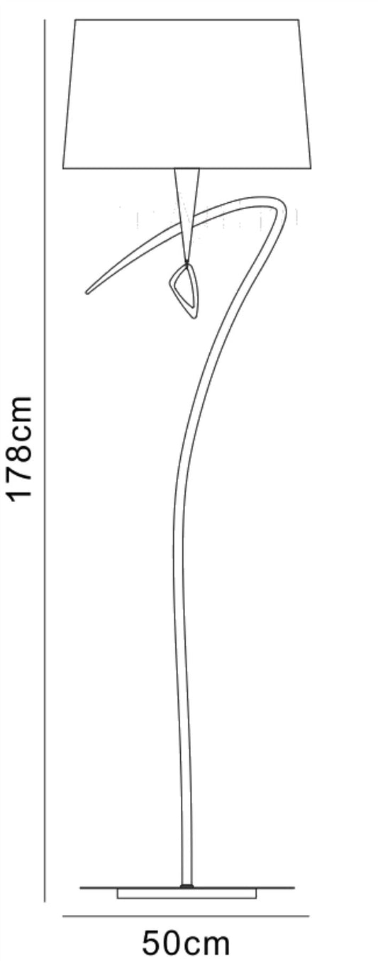 Mantra Mara Floor Lamp 4 Light E27, Antique Brass with Ivory White Shade