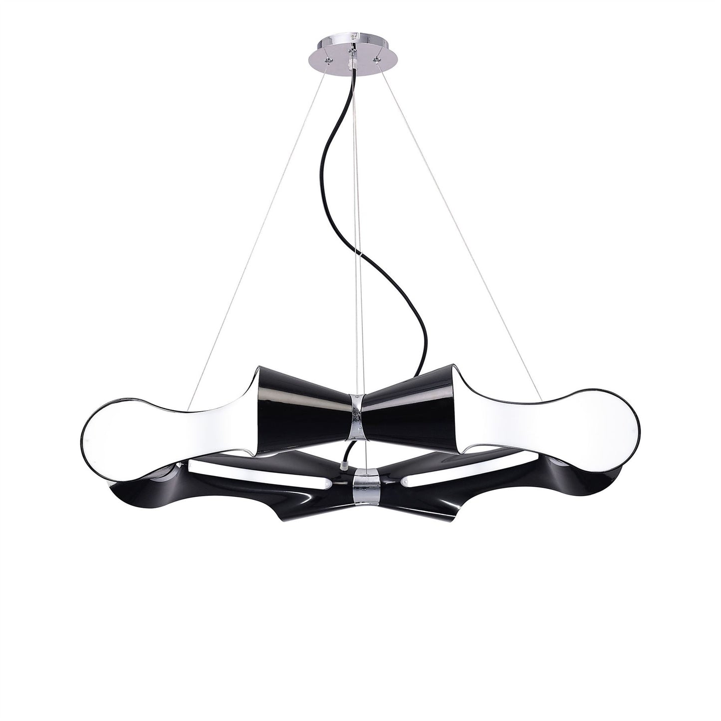 Mantra M1551 Ora Pendant 8 Flat Round Light E27, Gloss Black/White Acrylic/Polished Chrome