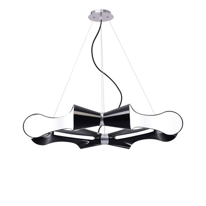 Mantra M1551 Ora Pendant 8 Flat Round Light E27, Gloss Black/White Acrylic/Polished Chrome