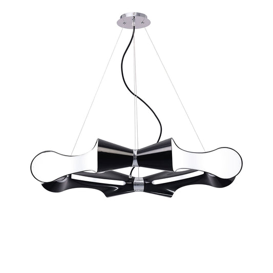 Mantra M1551 Ora Pendant 8 Flat Round Light E27, Gloss Black/White Acrylic/Polished Chrome