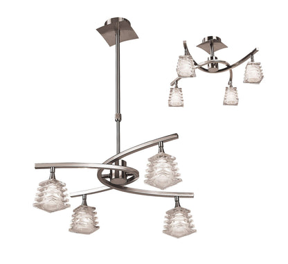 Mantra M0012 Keops Telescopic Pendant Semi Flush Convertible 4 Light G9, Satin Nickel