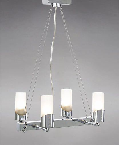 Diyas Kopus Rectangular  On Cable 4 Light G9 Polished Chrome/Frosted Glass Ceiling Pendant Light Fitting