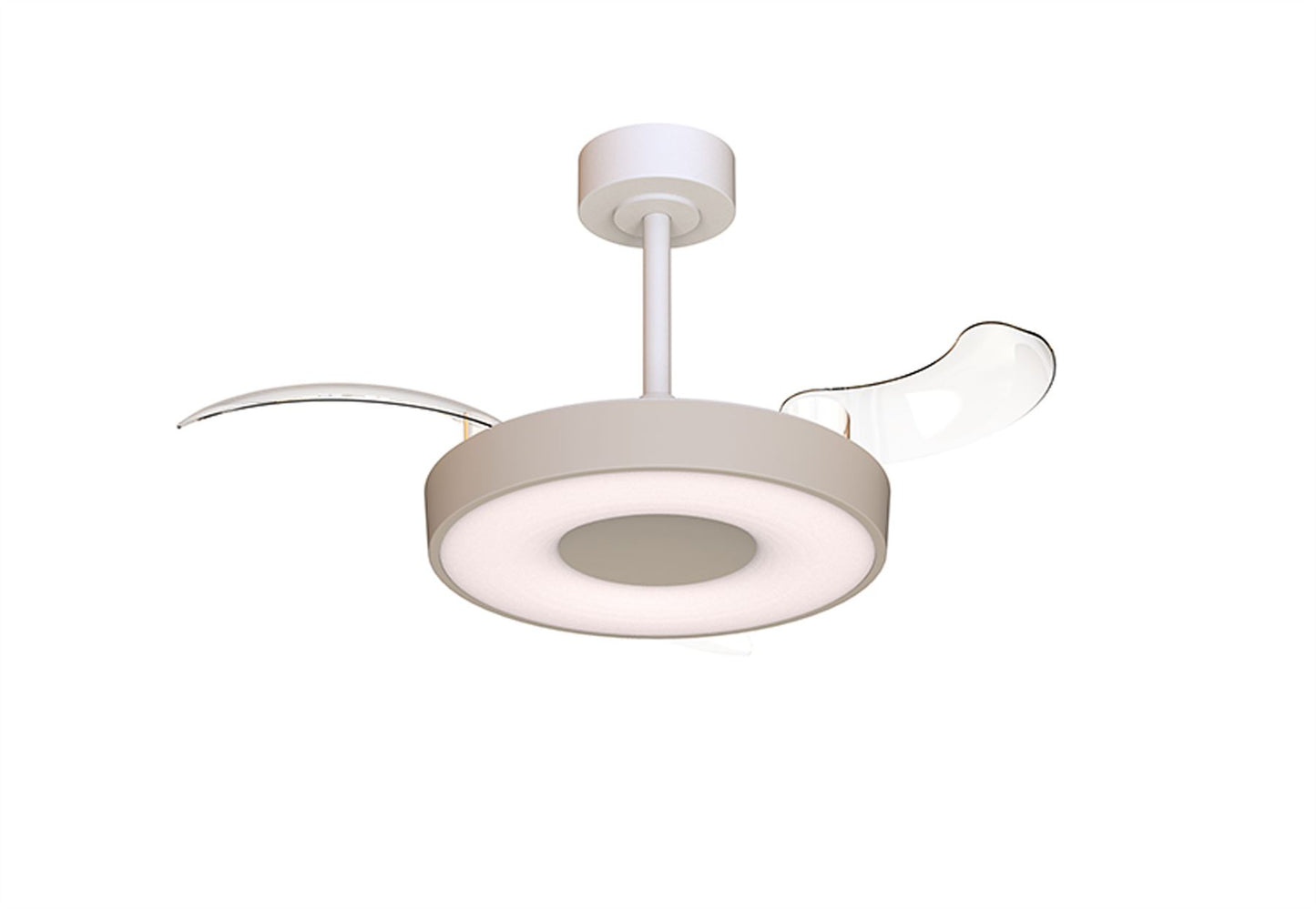 Coin Fan Mini Smart 40cm 36W LED Dimmable Ceiling With Built-In 25W DC Fan, 3000-5000K Remote, APP, Alexa & Google Voice Control, 5710lm, Beige