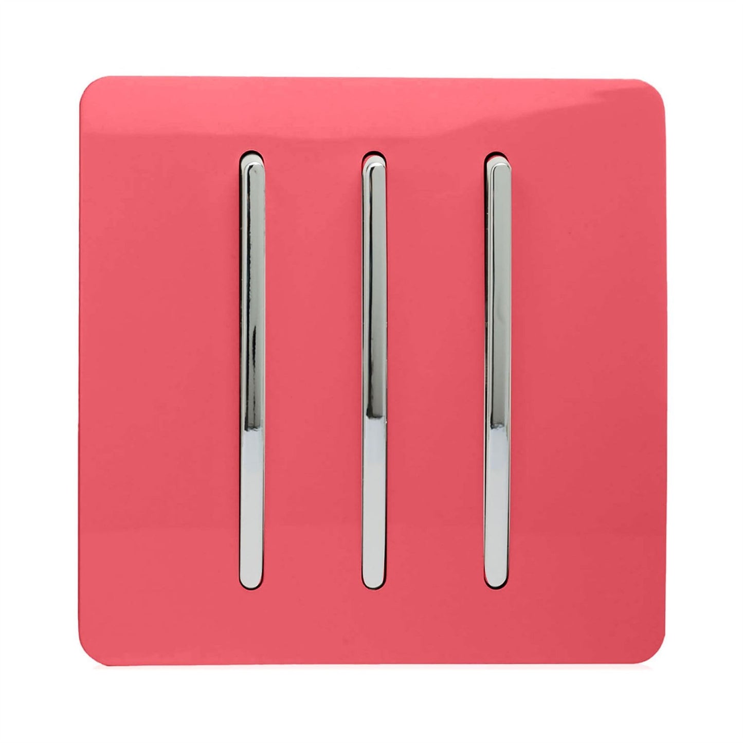 Trendi 3 Gang 2 Way Artistic Modern Glossy 10 Amp Rocker Tactile Light Switch Strawberry