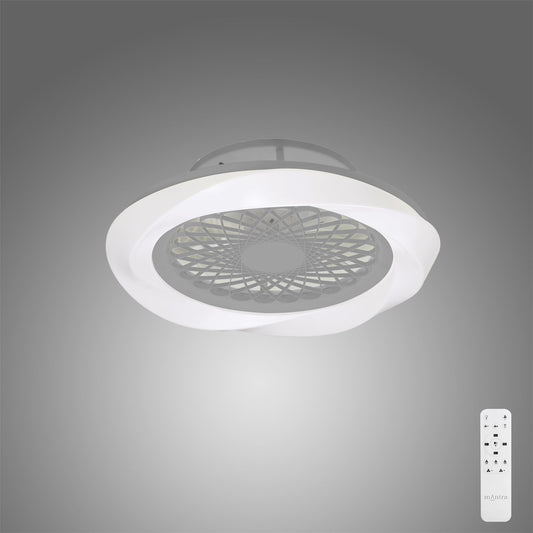 Boreal 62cm 70W LED Dimmable Ceiling Light With Built-In 35W DC Reversible Fan, Silver Finish C/W Remote Control, 4200lm