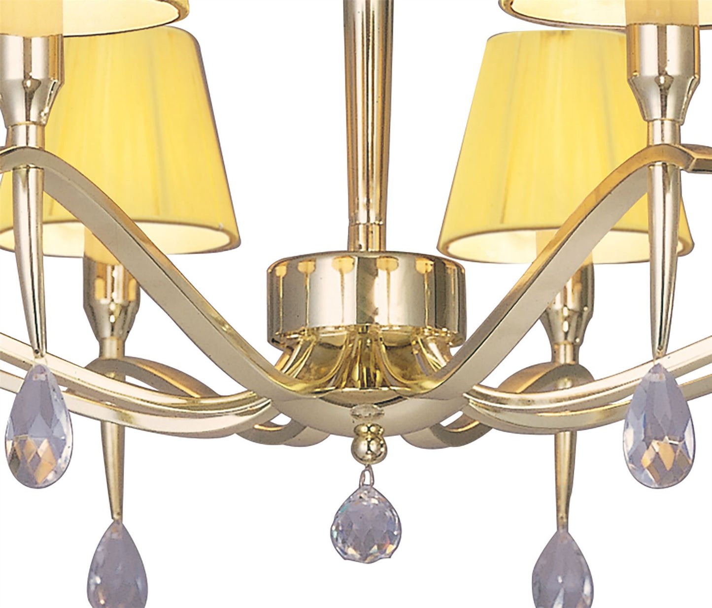 Mantra Siena 75cm Pendant Round 8 Light E14, Polished Brass with Amber Cream Shades and Clear Crystal