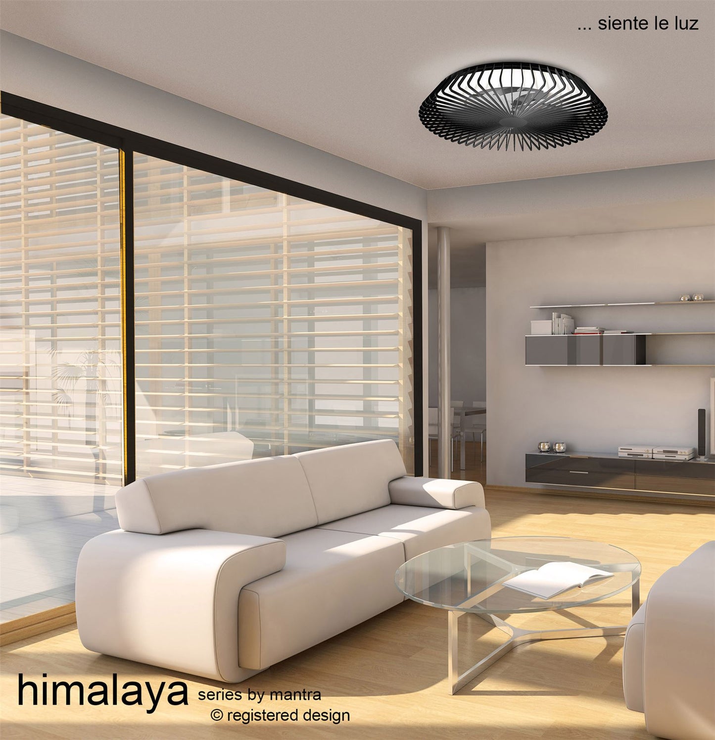 Himalaya 63cm 70W LED Dimmable Light With Built-In 35W DC Reversible Fan, Remote, APP & Alexa/Google Voice Control, 4900lm, Black, 5yrs Warranty