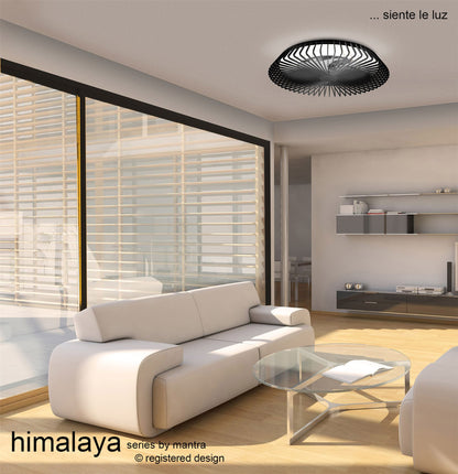 Himalaya 63cm 70W LED Dimmable Light With Built-In 35W DC Reversible Fan, Remote, APP & Alexa/Google Voice Control, 4900lm, Black, 5yrs Warranty