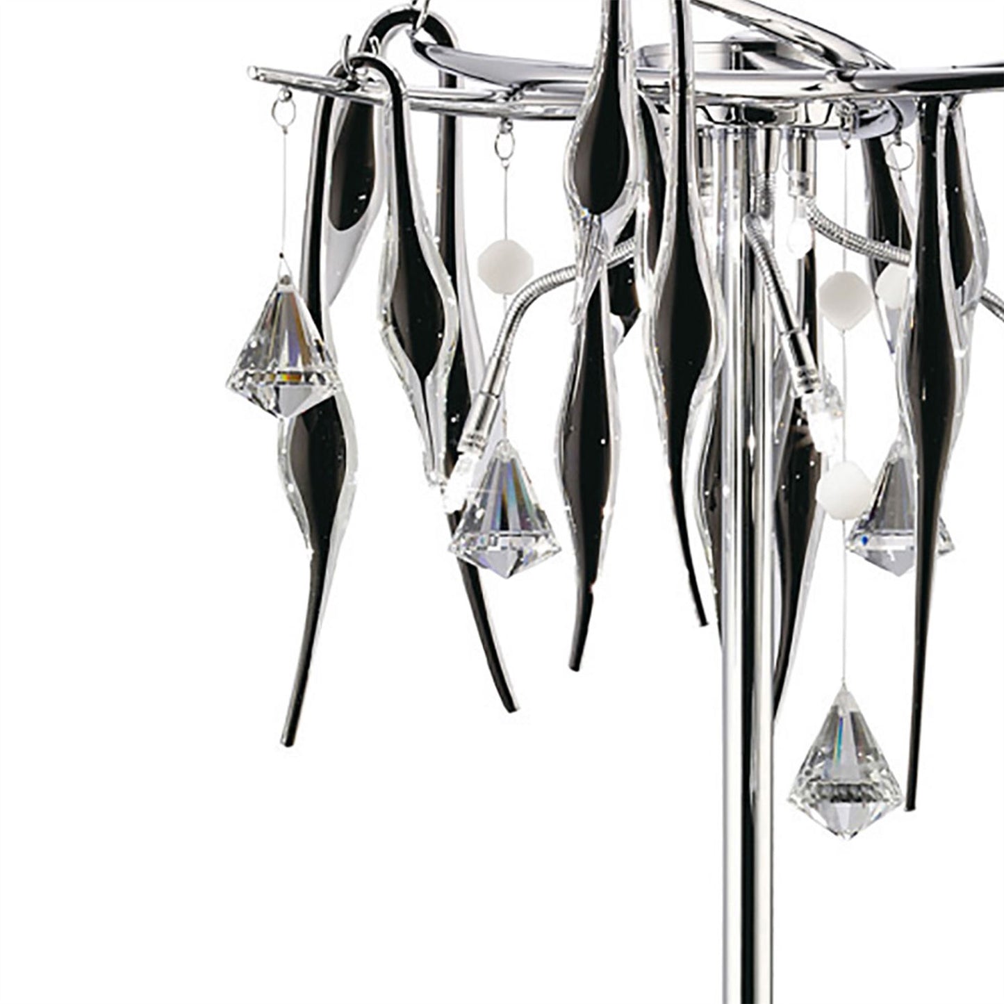 Diyas Cygnet Crystal Table Lamp 6 Light G4 Polished Chrome/Black Glass, NOT LED/CFL Compatible