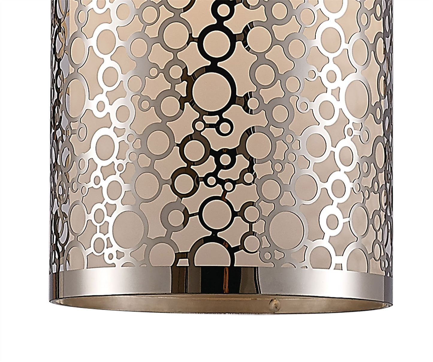 Deco Charon Single Circle Pattern Pendant 1 Light E27 Polished Chrome