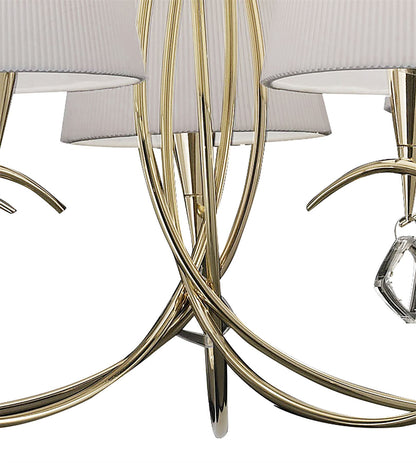 Mantra Mara 78cm Pendant 5 Light E14, French Gold with Ivory White Shades