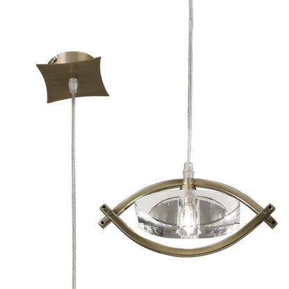 Mantra Kromo Pendant 1 Light G9, Antique Brass