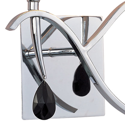 Mantra Siena Wall Light Switched 2 Light E14, Polished Chrome with Black Shades and Black Crystal