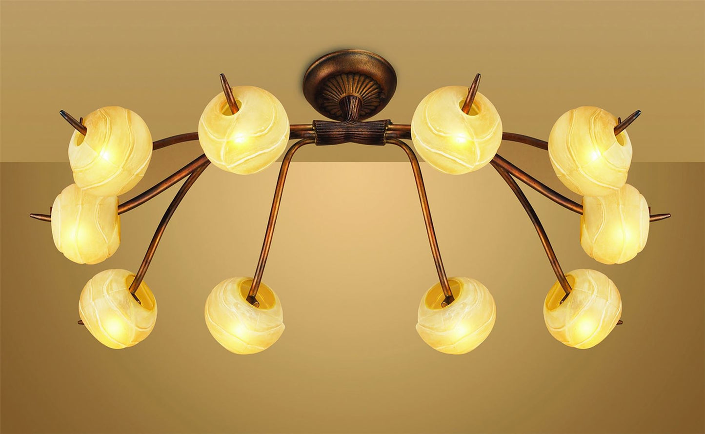 Mantra (0038 001) Wave 94cm Ceiling 10 Light G9, Rustic Gold