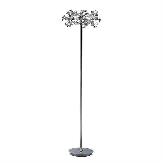 Diyas Savanna Floor Lamp 3 Light G9 Polished Chrome/Crystal, NOT LED/CFL Compatible
