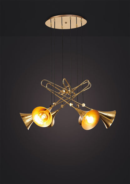 Mantra Jazz Oro M5895 Jazz Pendant, 88cm Round, 6 x E27 (Max 20W), Polished Gold