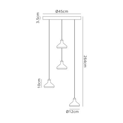 Mantra Fusion Sirio 45cm 4 Light Round Pendant, 32W LED, 3000K, 2360lm, Black, 3yrs Warranty