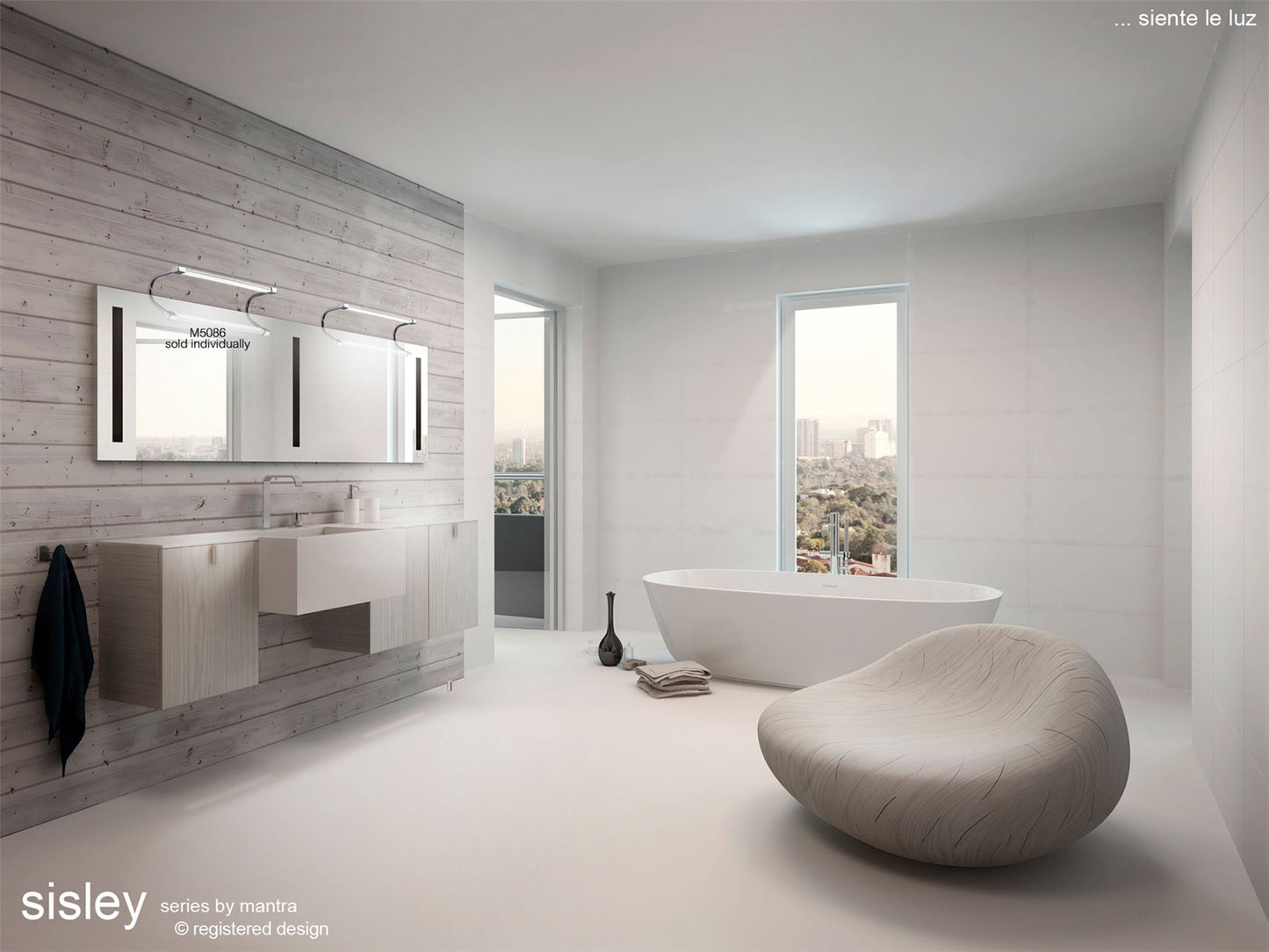 Mantra M5086 Sisley Wall Light 6W LED Chrome IP44 4000K, 420lm, Silver/Frosted Acrylic/Polished Chrome, 3yrs Warranty