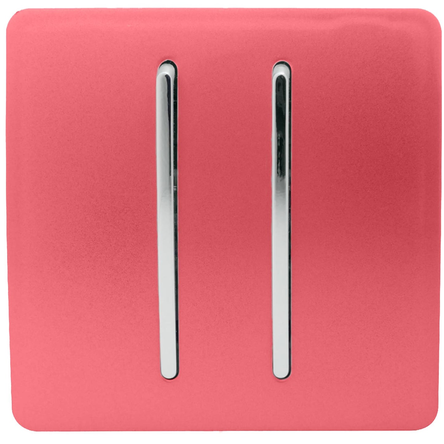 Trendi 2 Gang 2 Way 240V Screwless Artistic Modern Glossy 10 Amp Chrome Rocker Electrical Wall Light Switch in Strawberry Red (2 pack)