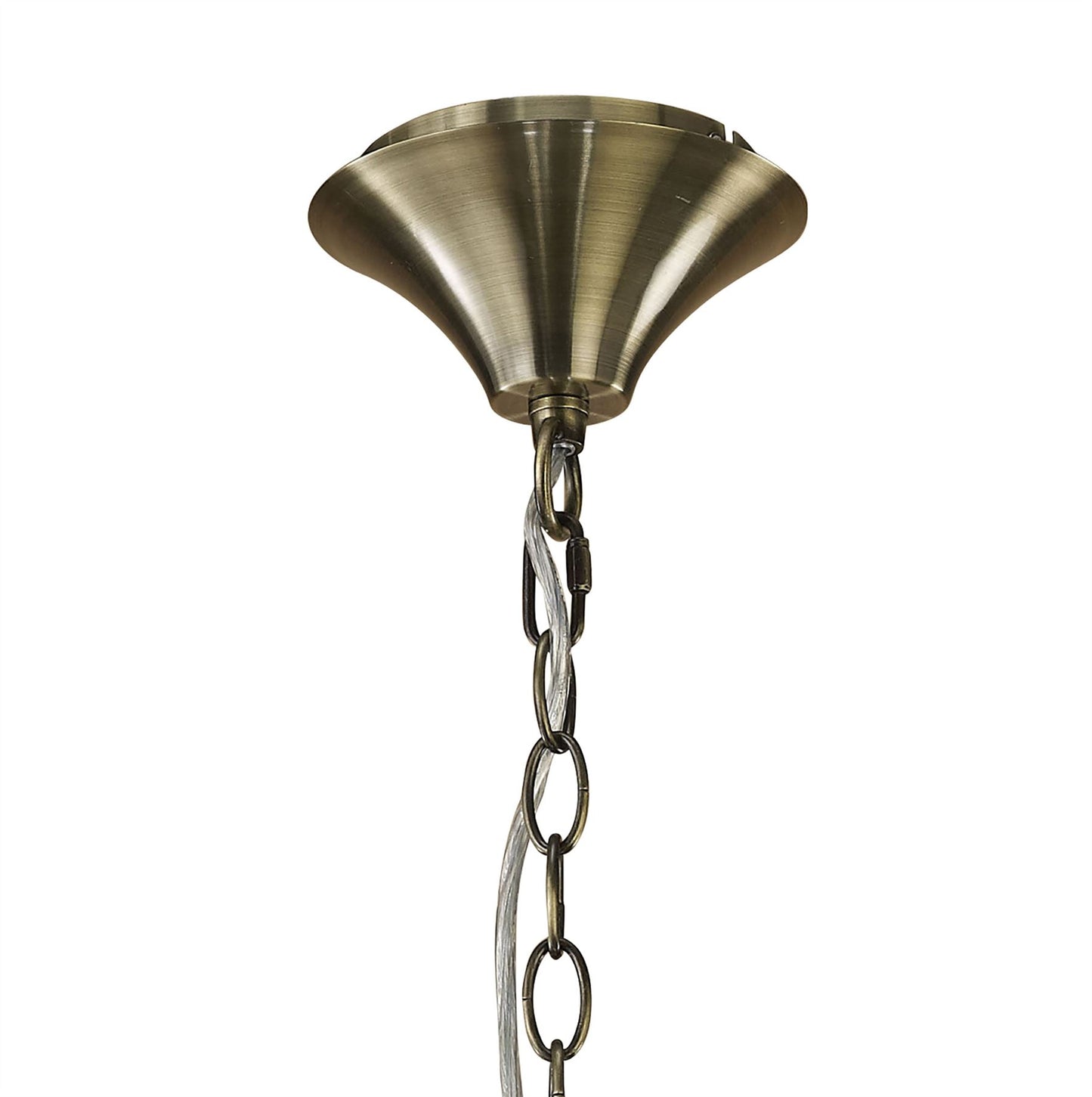 Mantra M3880 Tiffany Pendant 3+3 Light E14+G9, Antique Brass with Soft Bronze Shade & Clear Crystal