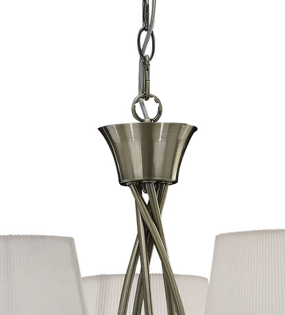 Mantra Mara 78cm Pendant 5 Light E14, Antique Brass with Ivory White Shades