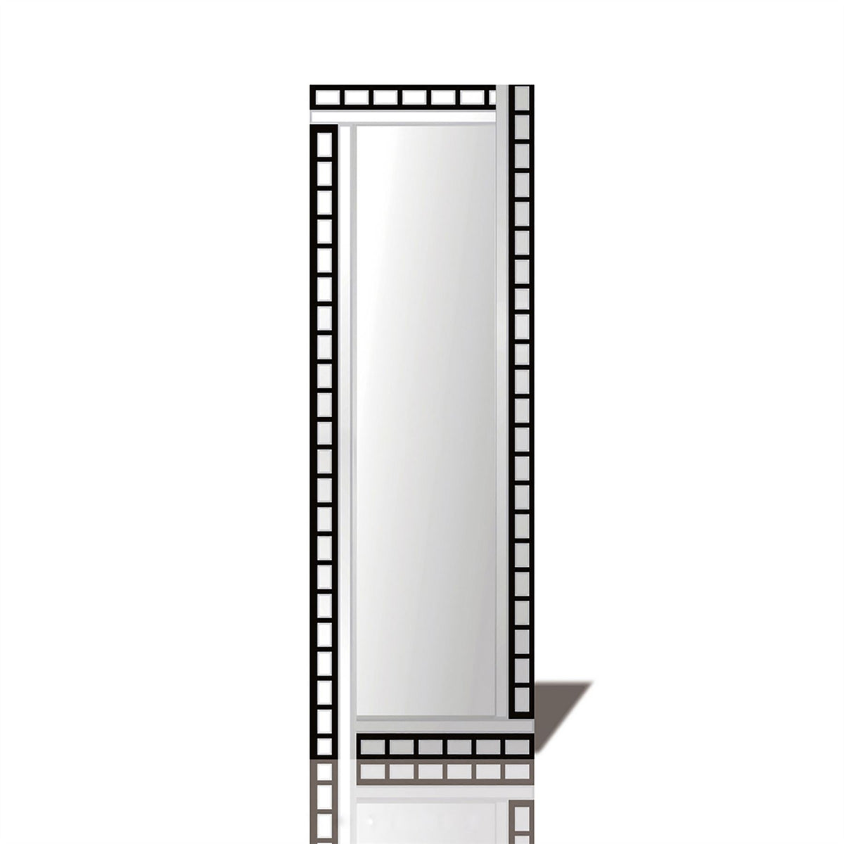 Diyas Home Nyah 120cm x 40cm Black Edged Rectangular Cut Detailed Mirror (Can Only Be Shipped On A Pallet, Additional Charges May Apply.) Mirrors