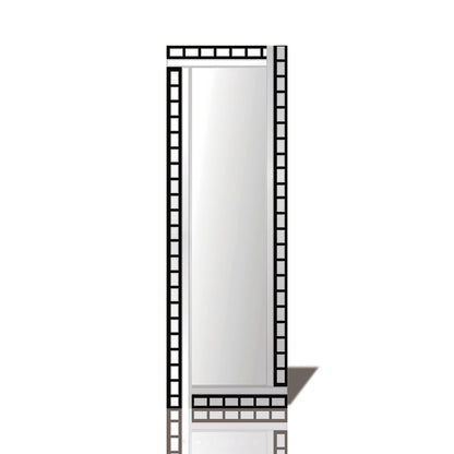 Diyas Home Nyah 120cm x 40cm Black Edged Rectangular Cut Detailed Mirror (Can Only Be Shipped On A Pallet, Additional Charges May Apply.) Mirrors
