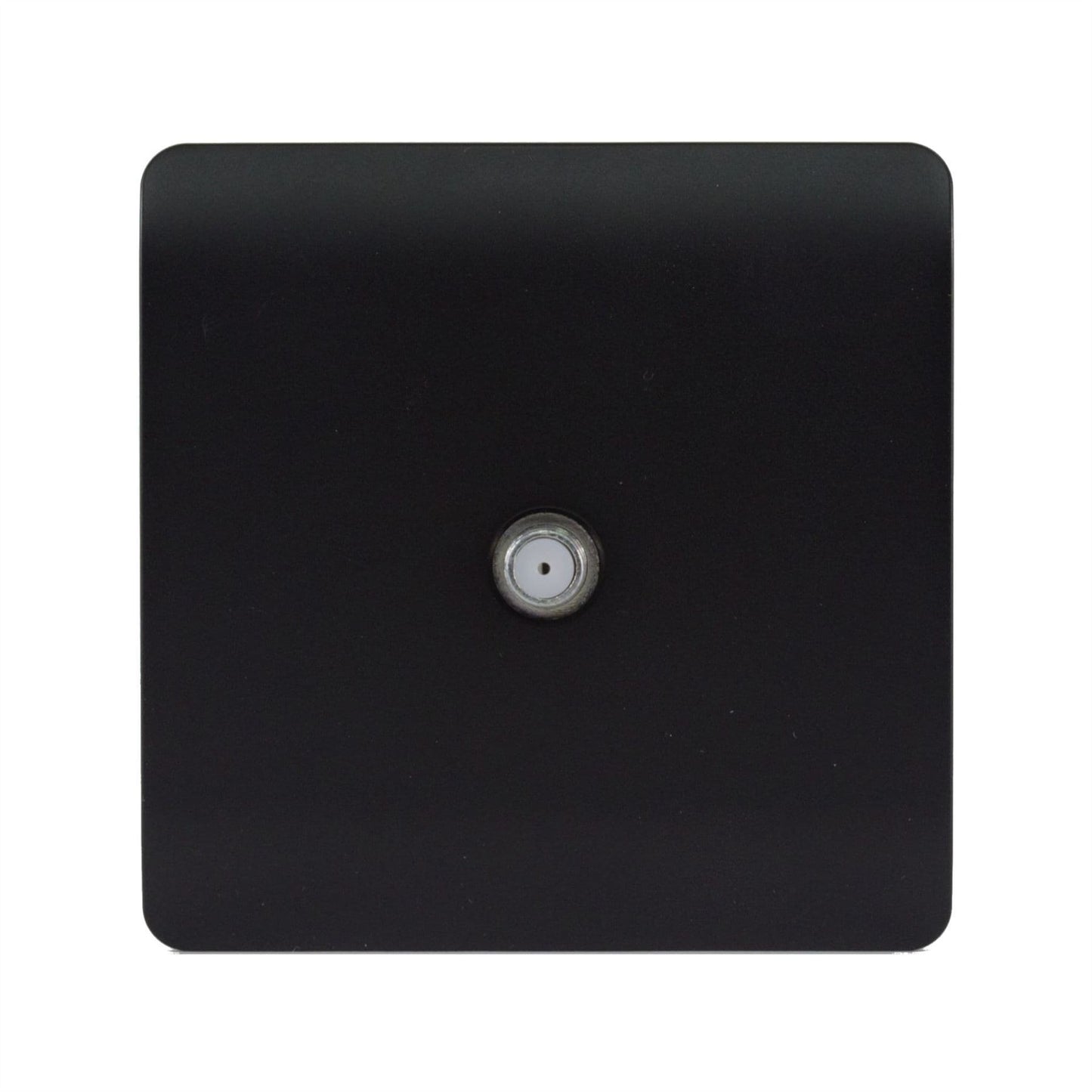 Trendi 1 Gang Screwless Television Satellite Socket in Matt Black Soft Touch