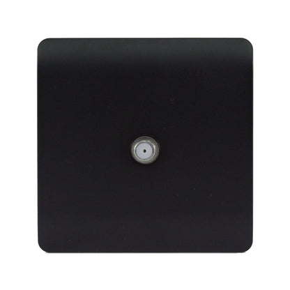 Trendi 1 Gang Screwless Television Satellite Socket in Matt Black Soft Touch