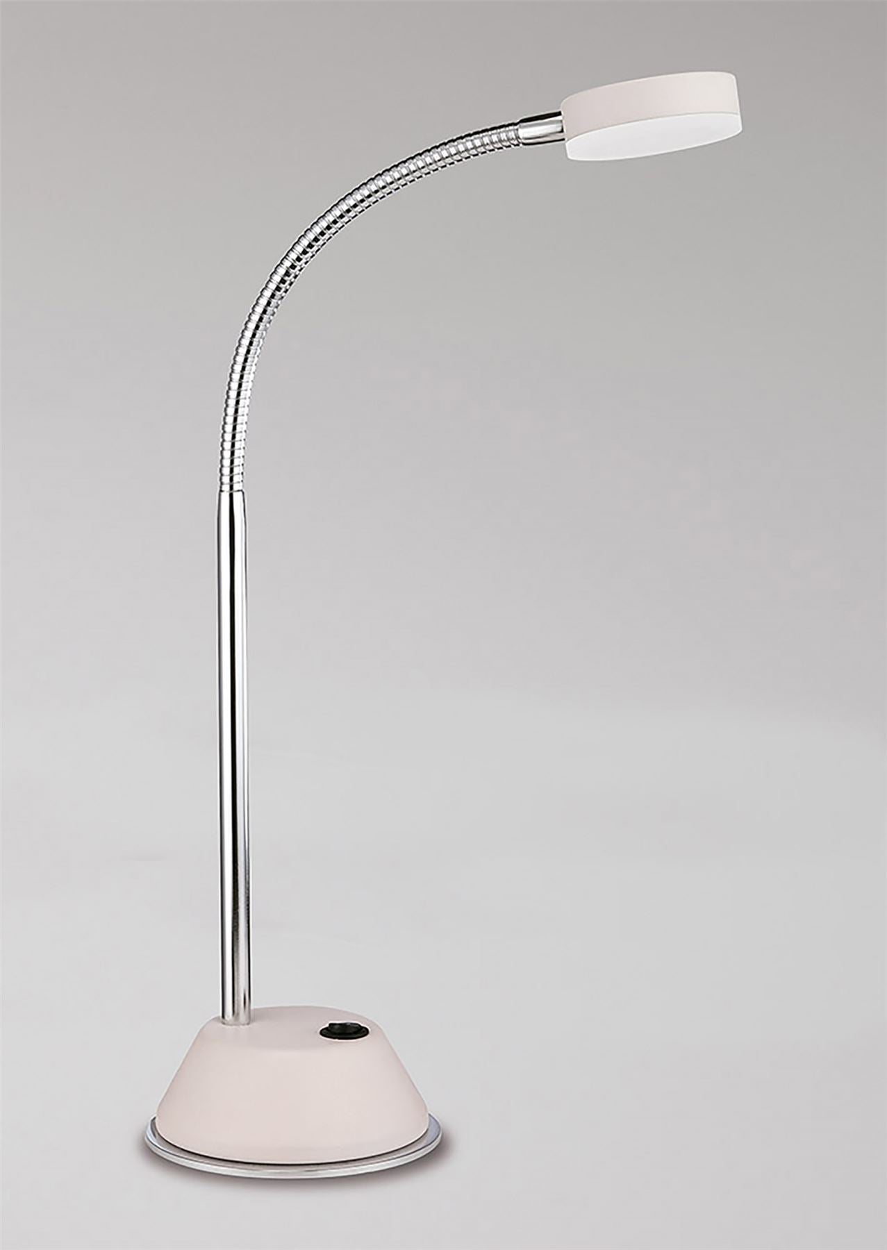 Mantra Fusion Tobias Table Lamp 1 Light 3W LED 3000K, 300lm, Matt White/Frosted Acrylic/Polished Chrome, 3yrs Warranty