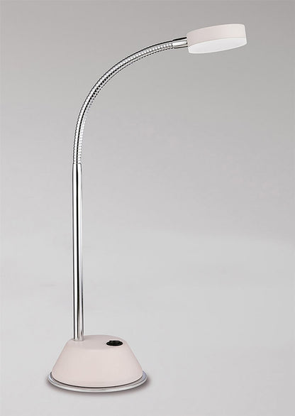 Mantra Fusion Tobias Table Lamp 1 Light 3W LED 3000K, 300lm, Matt White/Frosted Acrylic/Polished Chrome, 3yrs Warranty