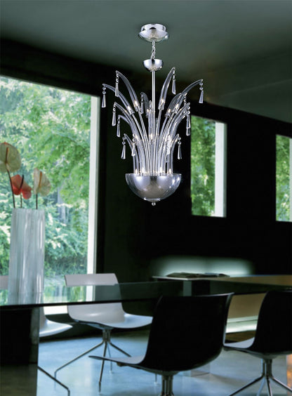 Diyas Jasper 55cm  Round 18 Light G4 Polished Chrome/Crystal, NOT LED/CFL Compatible Ceiling Pendant Light Fitting