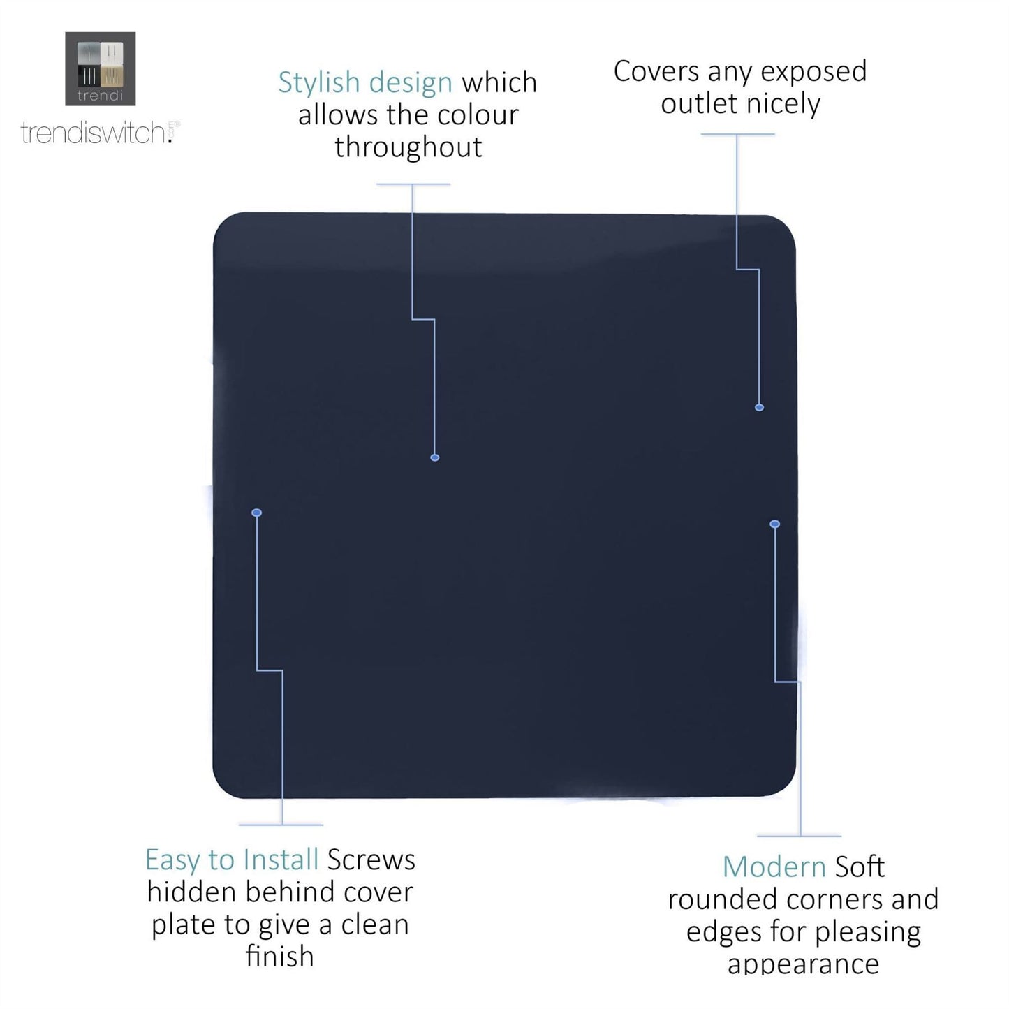Trendi Artistic Modern Glossy Tactile Single Blanking Plate Navy