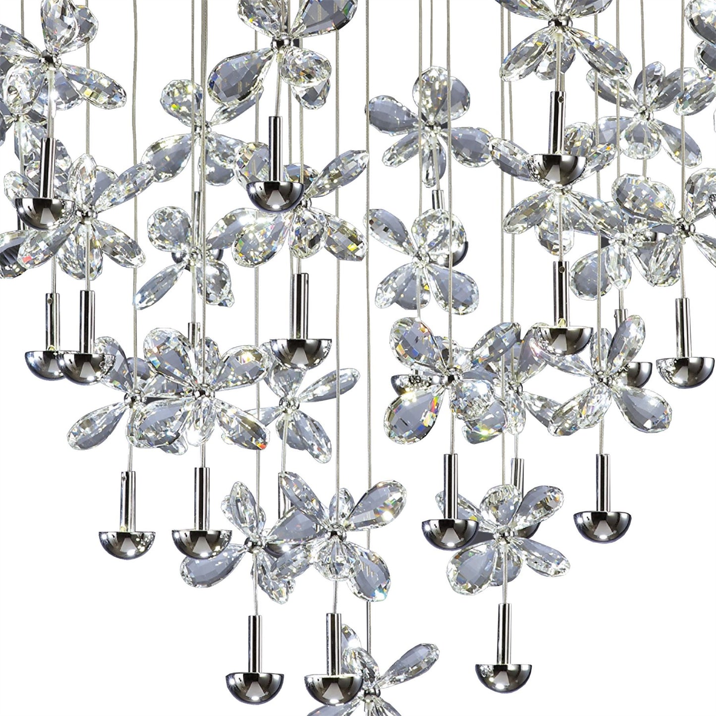 Diyas Aviva 68cm  Round 28 Light 4000K LED Polished Chrome/Crystal Ceiling Pendant Light Fitting