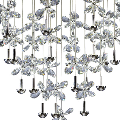 Diyas Aviva 68cm  Round 28 Light 4000K LED Polished Chrome/Crystal Ceiling Pendant Light Fitting