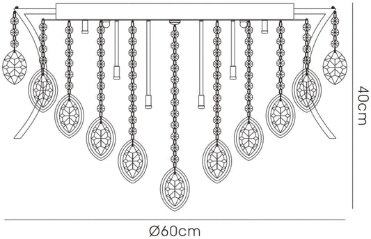 Diyas Mios 60cm 12 Light G4 Polished Chrome/Crystal, NOT LED/CFL Compatible Ceiling Light Fitting