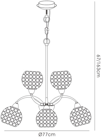 Diyas Escado 77cm  8 Light E14 Polished Chrome/Crystal Ceiling Pendant Light Fitting