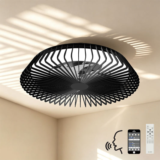 Himalaya 63cm 70W LED Dimmable Light With Built-In 35W DC Reversible Fan, Remote, APP & Alexa/Google Voice Control, 4900lm, Black, 5yrs Warranty